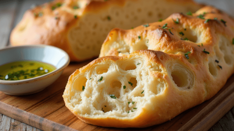 Big and Bubbly Focaccia with rosemary and sea salt.