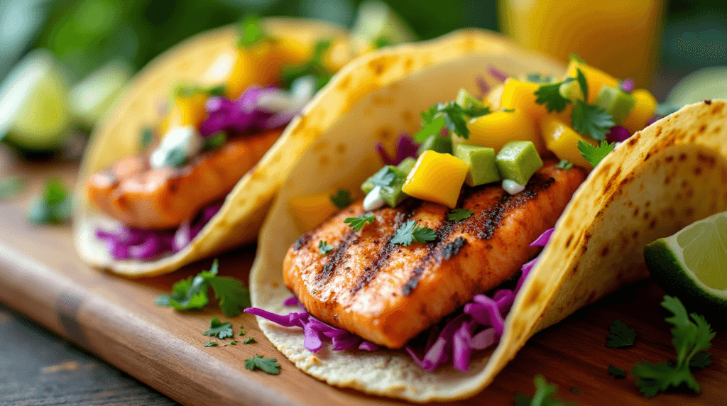 Grilled Salmon Tacos with Mango-Avocado Salsa - A Fresh and Flavorful Delight