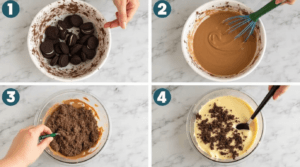 Step-by-step Dirt Cake Recipe preparation process.