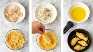 Chicken tenders soaking in a flavorful marinade of soy sauce, garlic, and seasonings.