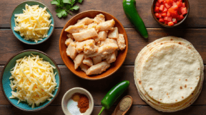 Step-by-step process of making a crispy chicken quesadilla