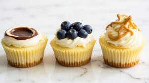  Different flavors of keto cheesecake cupcakes.
