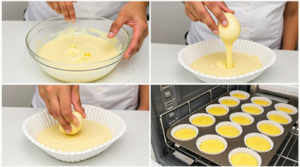 Step-by-step process of making keto cheesecake cupcakes.