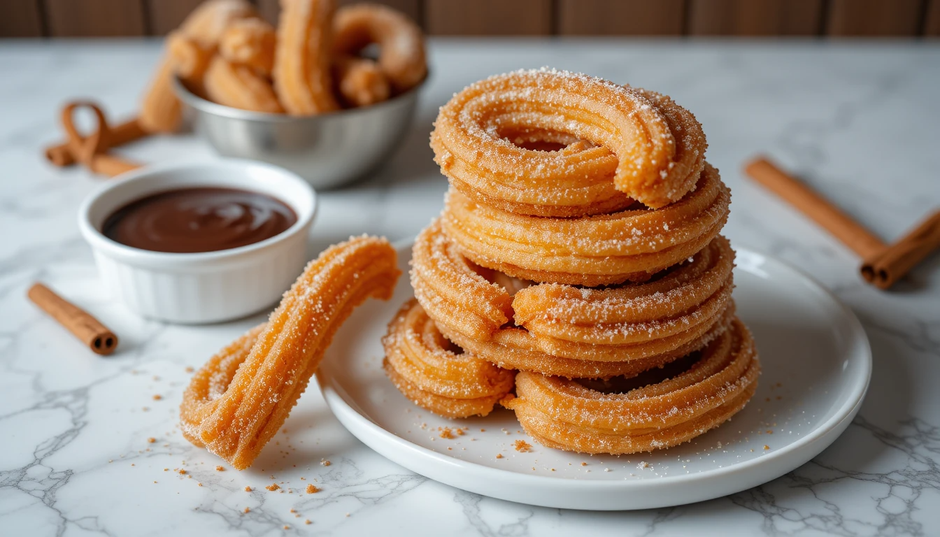 Churros Recipe Secrets: 10 Delicious Spanish Sweet Treat Golden brown Spanish churros Recipe dusted with cinnamon sugar served with chocolate dipping sauce