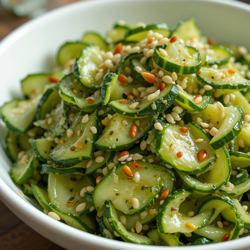 smashed cucumber salad with chili oil and garlic